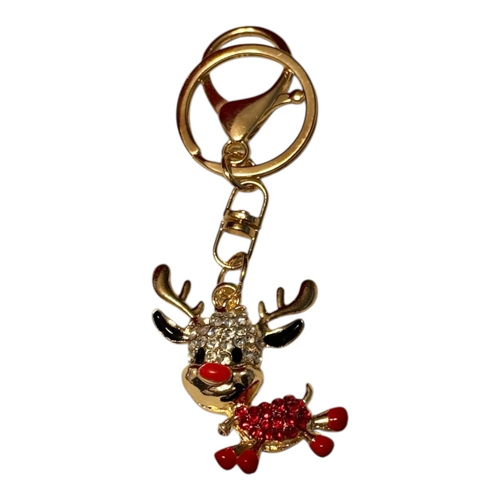 NWOT Christmas Reindeer Rhinestone  Keychain / Bag Charm